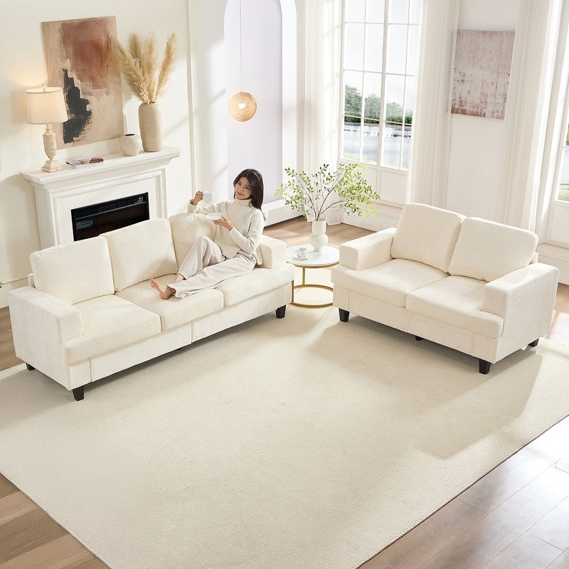 Mixoy Chenille 3 Piece Living Room Sofa Set,3-Seat Sofa/Loveseat/Armchair Sofa Sets,Modular Sectional Couch Furniture Sets