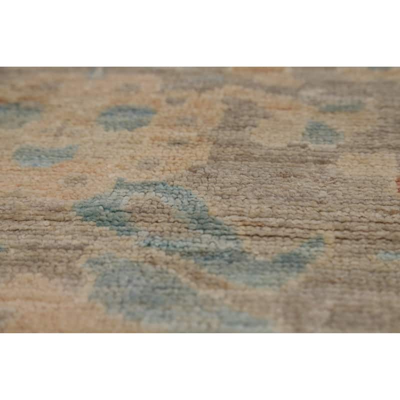 Vegetable Dye Oushak Turkish Rug Handmade Floral Wool Carpet - 8'2"x 10'2"