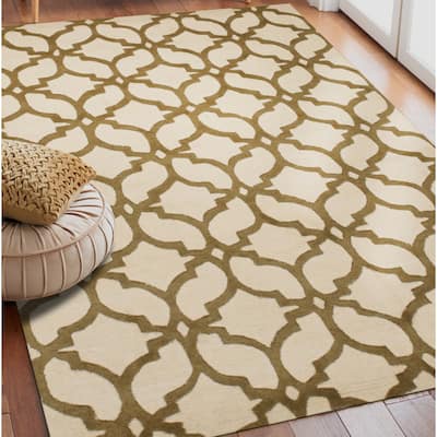 Hand-tufted Wool Ivory/Brown Traditional Trellis Moroccan Area Rug