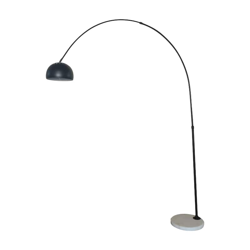 Floor Lamp with White Marble Base and Metal Lamp Shade Arco Collection - 76"