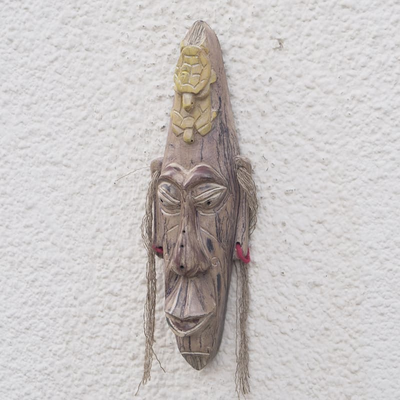 Novica Handmade Turtle Time African Wood Mask