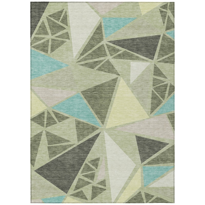 Machine Washable Indoor/ Outdoor Abstract Mosaic Chantille Rug