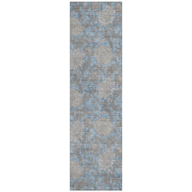 Machine Washable Indoor/ Outdoor Chantille Floral Rug