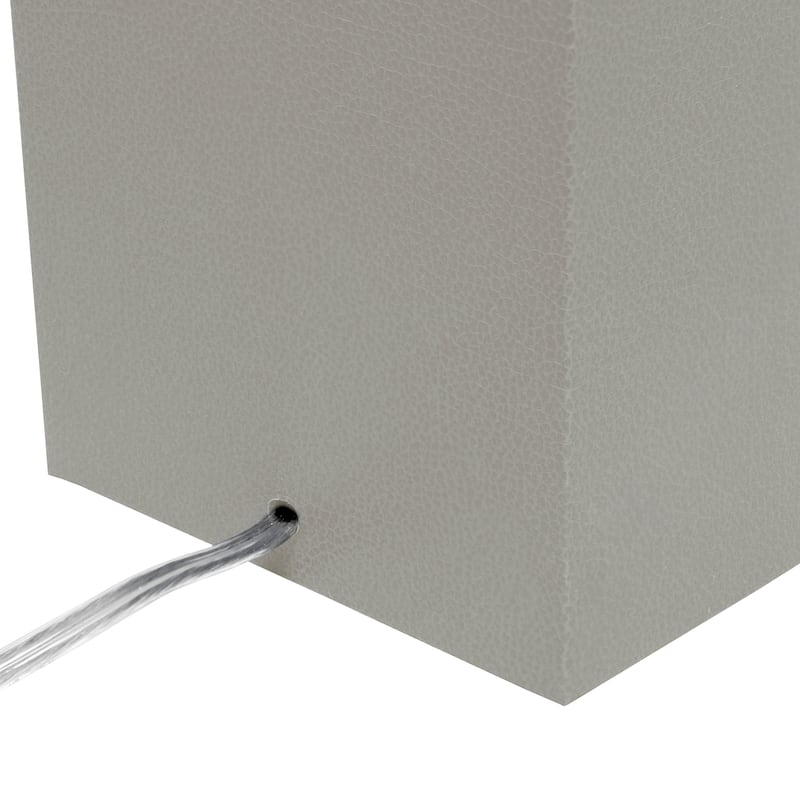 Leather Table Lamp with White Fabric Shade