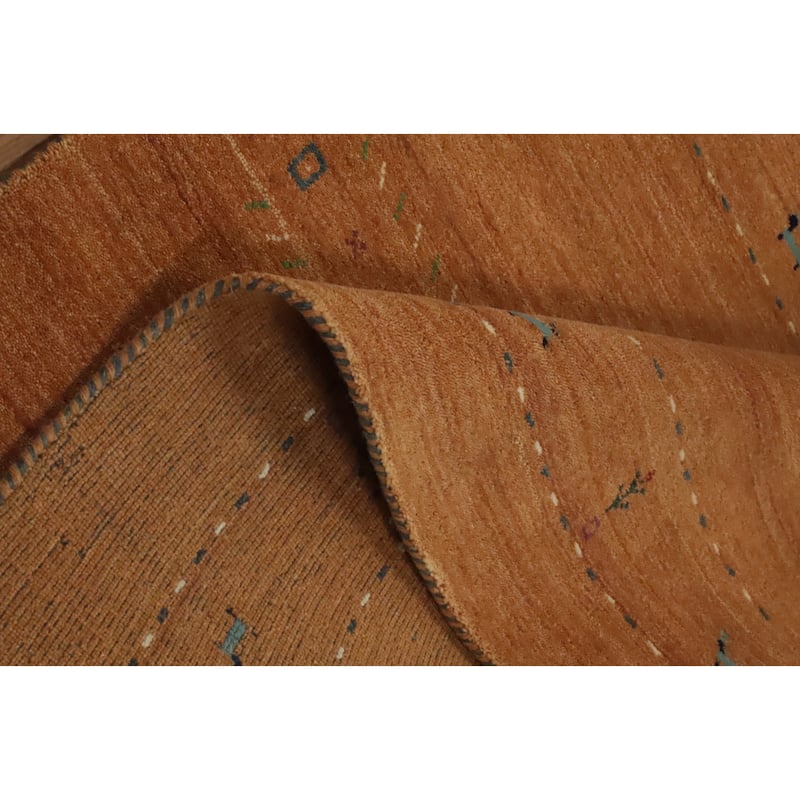 Hand Knotted Oriental 100% Wool Carpet Tribal Animal Pictorial Oranges & Rust Gabbeh Area Rug - 7' 11'' X 4' 11''