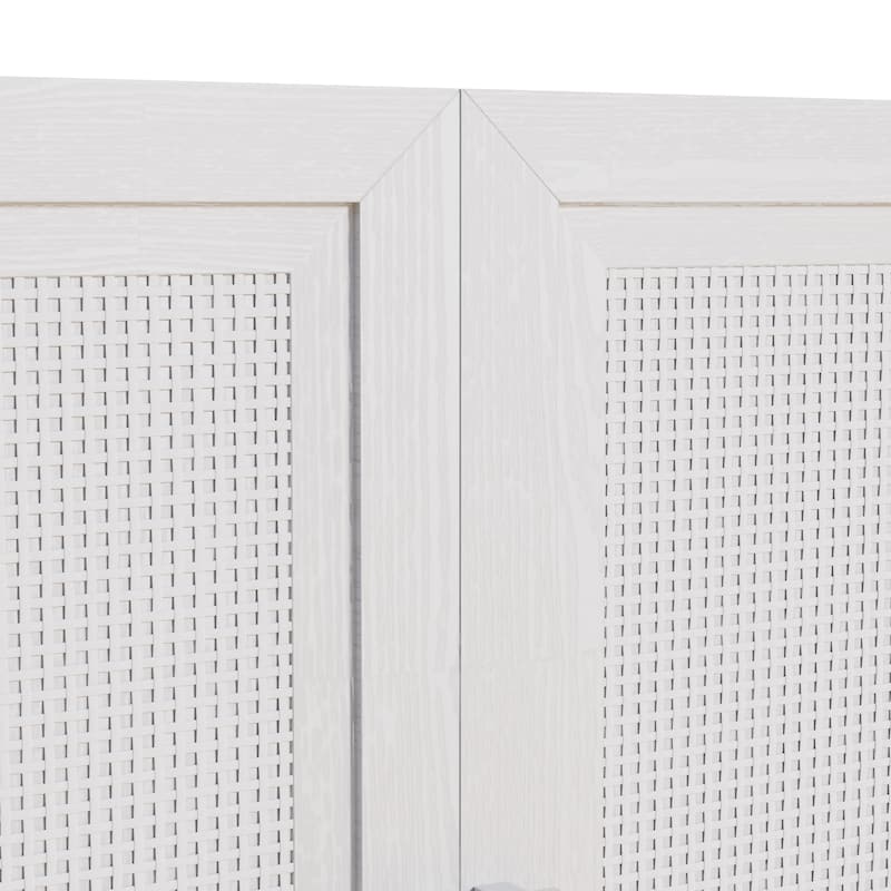 3-Set Rattan Door Sideboard Buffet Storage Cabinets with Adjustable Shelves - 93"Lx31"H