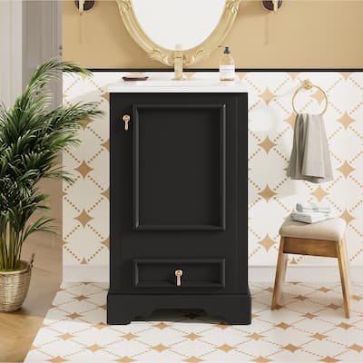 20 Inch Bathroom Vanity with Ceramic Sink