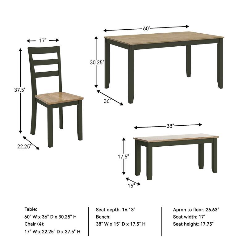Signature Design by Ashley Gesthaven Dining Table with 4 Chairs and Bench (Set of 6)