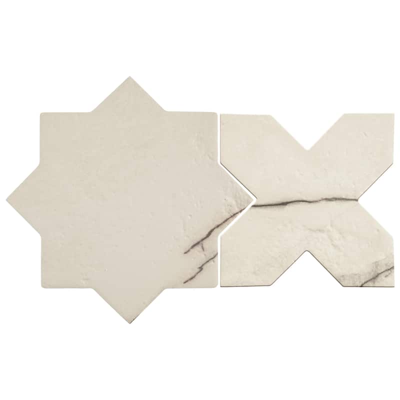 Merola Tile Istanbul Star Day with Day Cross 6" x 12" Porcelain Floor and Wall Tile - Case (32 Tiles)