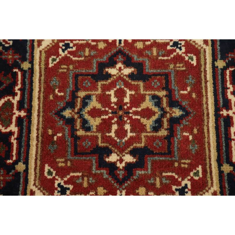 Hand Knotted Oriental 100% Wool Carpet Traditional Medallion Oranges & Rust Heriz (serapi) Area Rug - 3' 0'' X 2' 0''