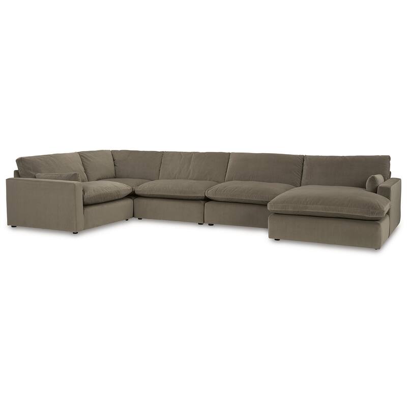 Signature Design by Ashley Sophie Brown 5-Piece Sectional with Chaise - 167"W x 87"D x 36"H - Left Facing