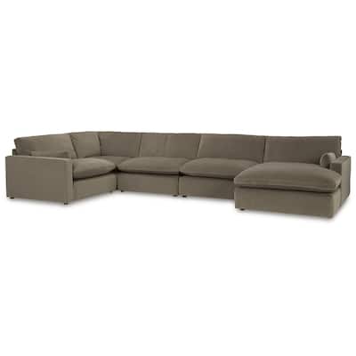 Signature Design by Ashley Sophie Brown 5-Piece Sectional with Chaise - 167"W x 87"D x 36"H