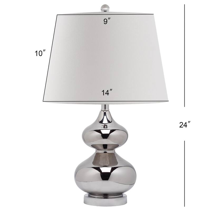 SAFAVIEH Lighting 24-inch Eva Double Gourd Glass Silver Table Lamp (Set of 2) - 14"W x 14"D x 24"H
