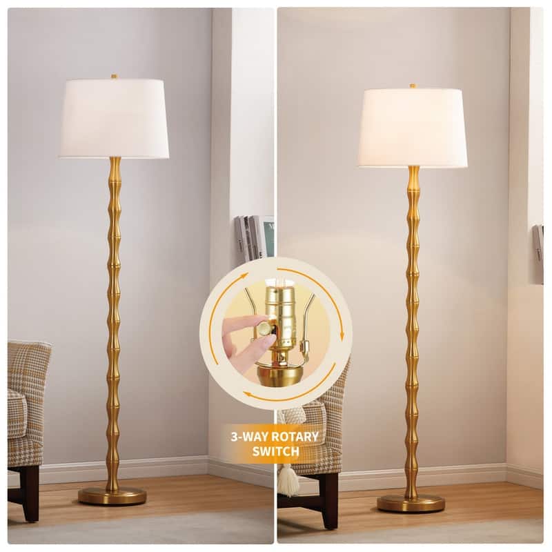 KAWOTI 61'' Floor Lamp with Fabric Drum Shade