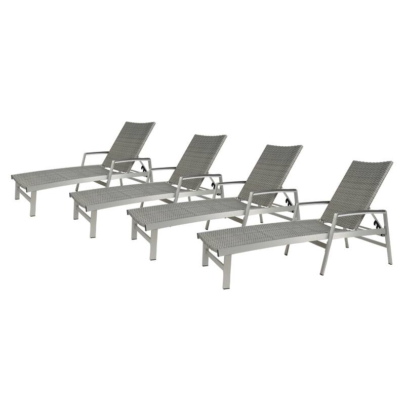Oxton Outdoor Aluminum Chaise Lounges (Set of 4) by Christopher Knight Home