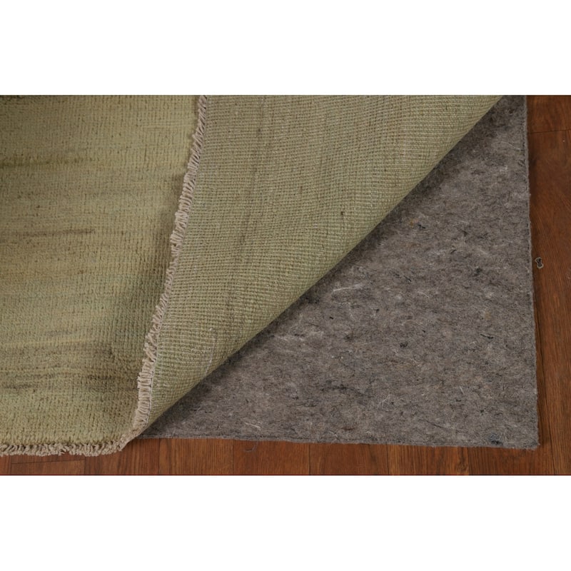 Modern Gabbeh Oriental Foyer Rug Hand-Knotted Green Wool Carpet - 2'7"x 4'0"