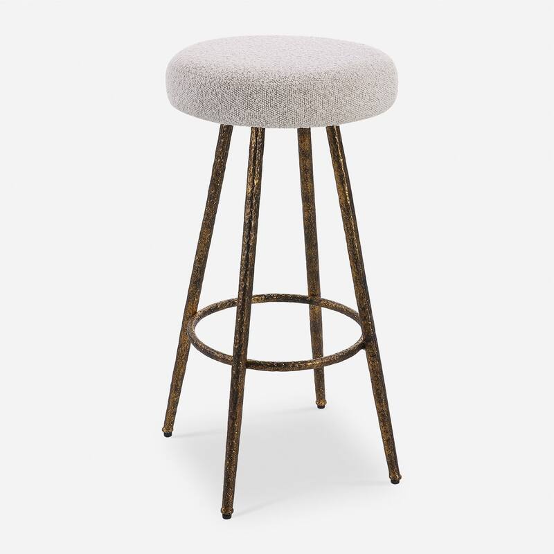 Round Top Counter Stool with Tapered Legs - 26" - Gold and White