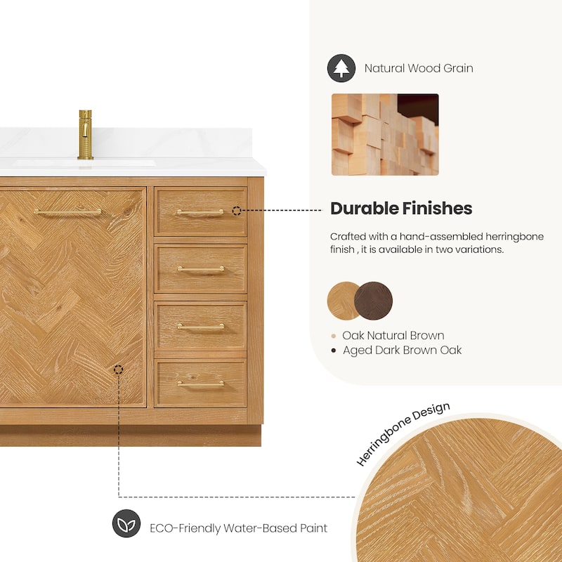 Jakarta Bath Vanity with Quartz Stone Top without Mirror