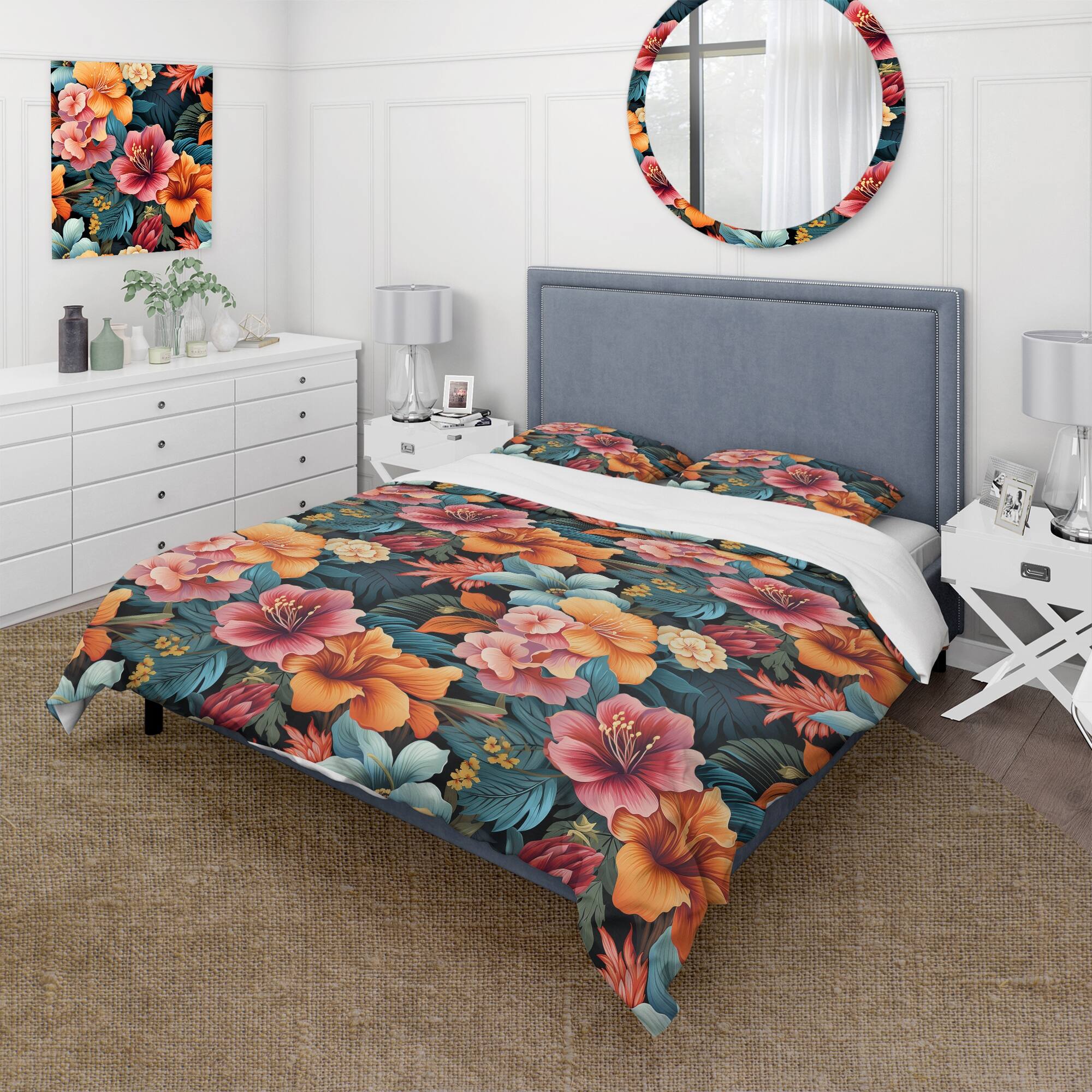 Designart "Tropical Paradise Botanical Paradise II" cottage bed cover ...