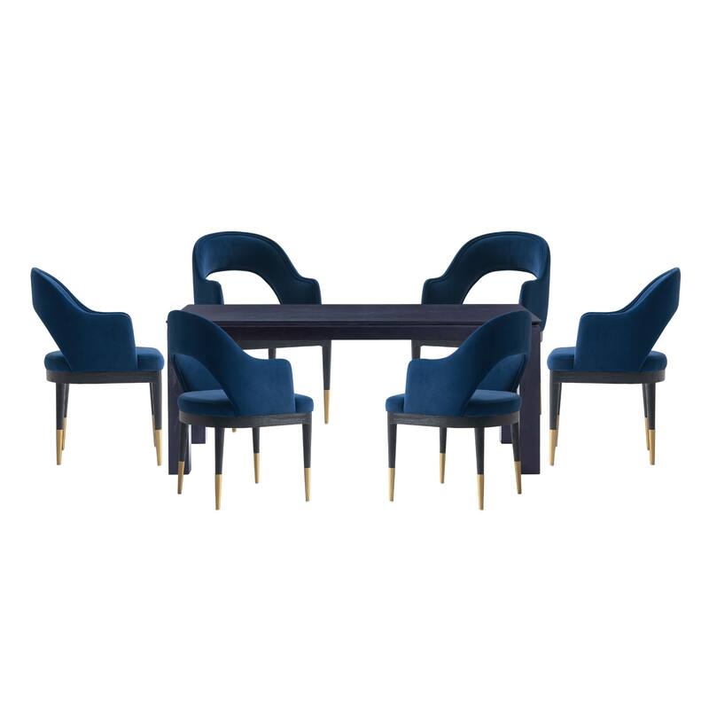 Manhattan Comfort Rockaway Modern 70.86 Solid Wood Dining Set