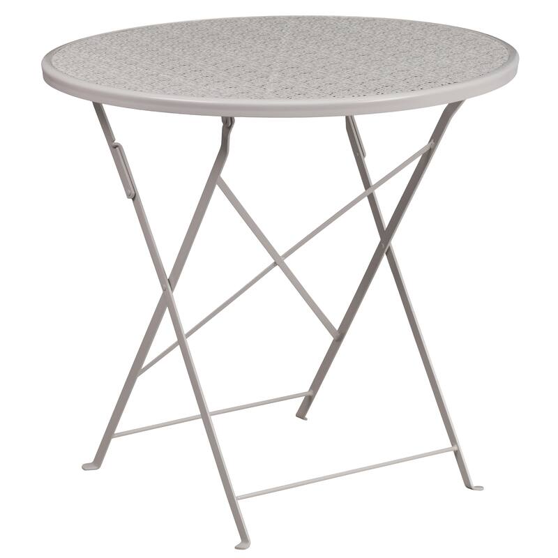 30'' Round Indoor-Outdoor Folding Patio Table Set with 4 Square Back Chairs