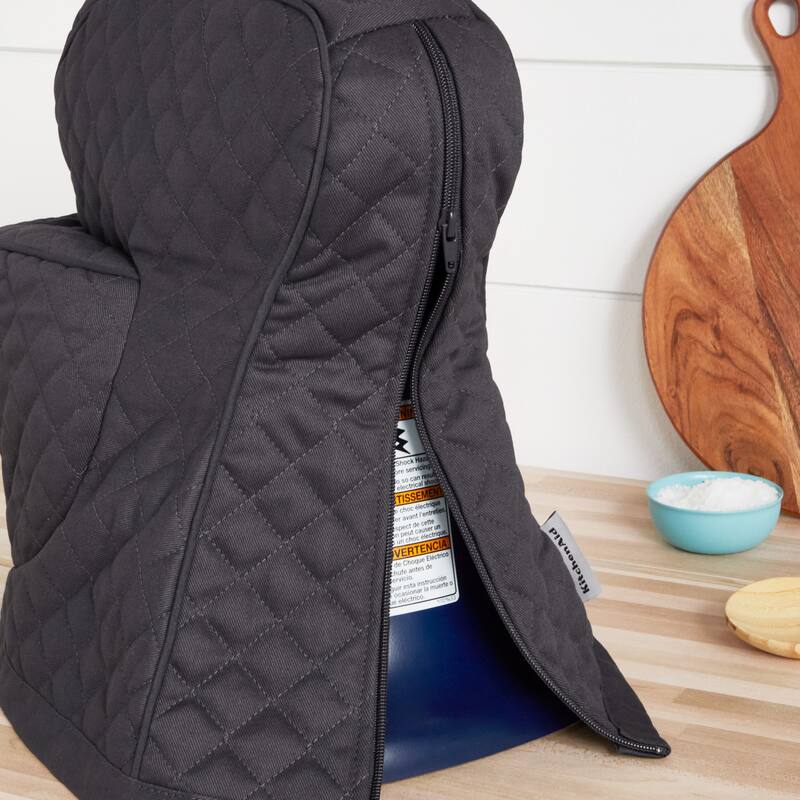 KITCHENAID Fitted Tilt-Head Solid Stand Mixer Cover with Storage Pocket, Quilted 100% Cotton