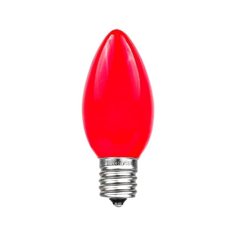 C9 Outdoor Ceramic Christmas Replacement Bulbs, C9/E17 Base - Medium - Red