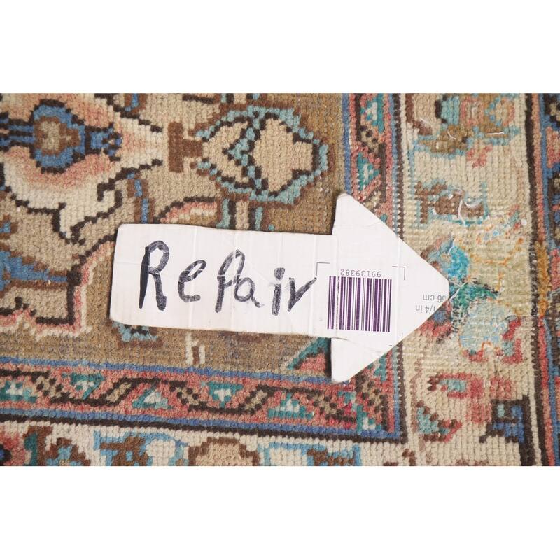 Hand Knotted Oriental 100% Wool Carpet Traditional Floral Pink Tabriz Area Rug - 12' 7'' X 9' 9''