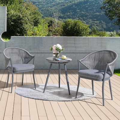 NUU GARDEN 3-Piece Aluminum Patio Furniture Bistro Set with Cushions