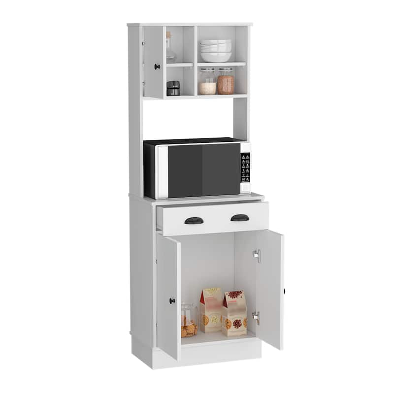 Microwave Storage Stand With 3-Doors And Drawer