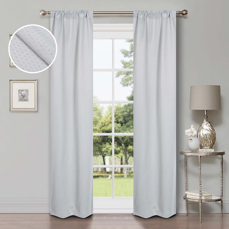 Superior Shimmer Washable Room Darkening Curtains, Set of 2 Panels - 26" x 84" - Chrome