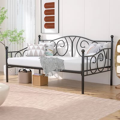 Twin size Victorian Black Metal Daybed Frame - 350 lbs. Weight Capacity