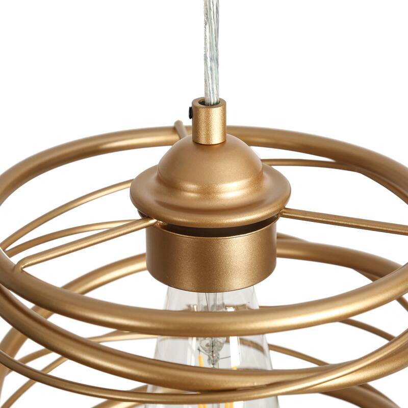 Modern Farmhouse 1-Light Gold Pendant Kitchen Island Lights for Dining Room - D 7.9" x H 71"Max