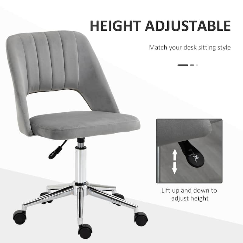Velvet Swivel Office Chair with Adjustable Height and Wheels for Home Office Living Room and Bedroom