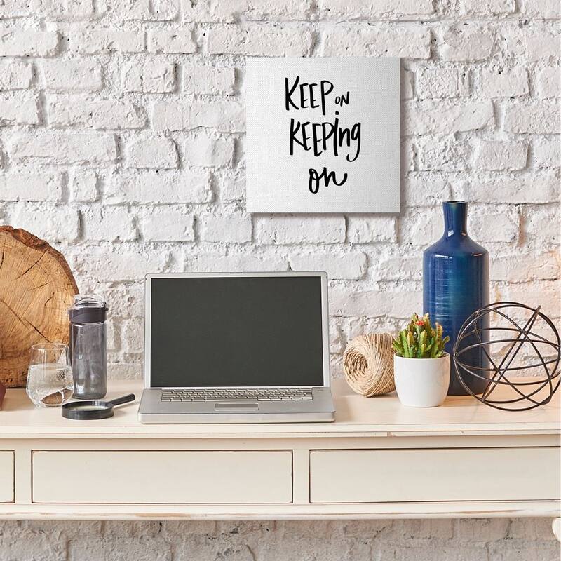 Stupell Keep on Keeping On Quote Motivational Text Canvas Wall Art - Black