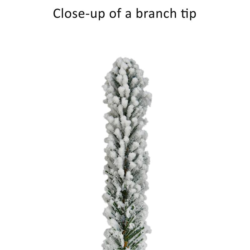 Puleo International 7.5' Pre-Lit Flocked Franklin Fir Artificial Christmas Tree with 450 Warm White LED Lights