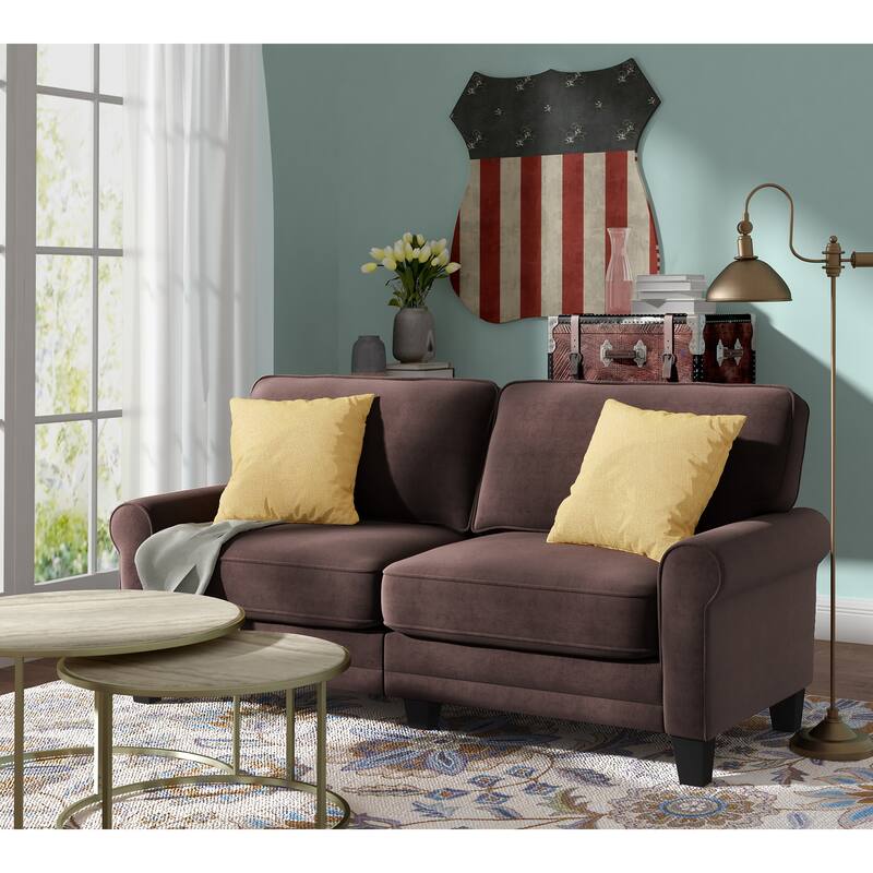 Serta Copenhagen 73" Sofa Couch for Two People, Pillowed Back Cushions and Rounded Arms, Durable Modern Upholstered Fabric