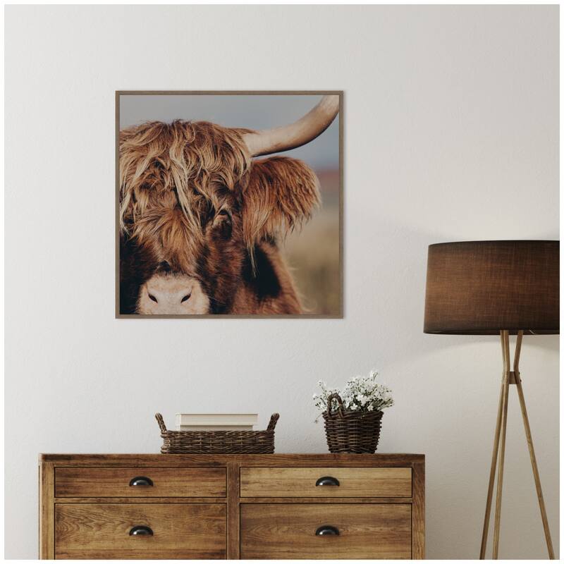 Kate and Laurel Highland Cow by Laura Evans Framed Canvas Wall Art Print
