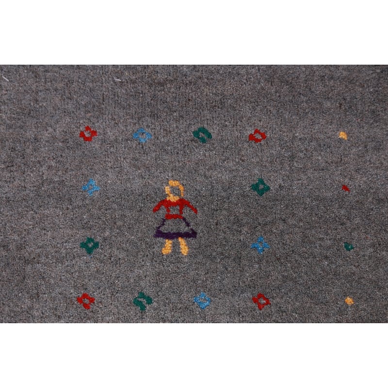 Hand Knotted Oriental 100% Wool Carpet Tribal Tribal Greys & Charcoal Gabbeh Area Rug - 8' 2'' X 5' 2''