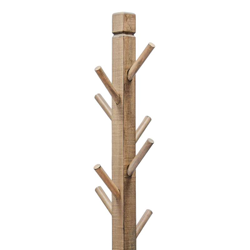 Rena Coat, Hat Tree Stand, 8 Wood Stems, 72 Inch Light Brown Mahogany