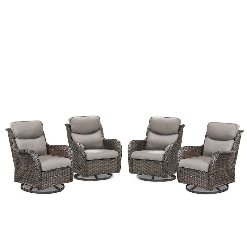 4 Pieces Outdoor Gliders Swivel Chairs Set with 5-Inch Thick Cushions