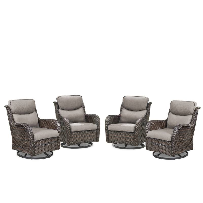 Pocassy 4Pieces Swivel Glider Chairs with 5Inch 6Inch Cushion