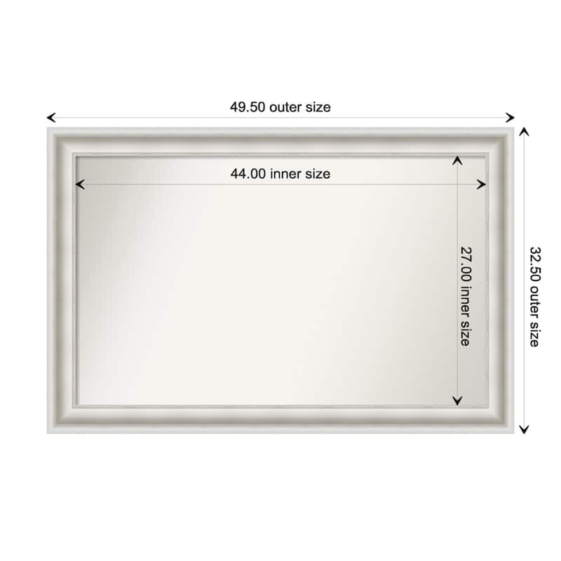 Parlor White Framed Non-Beveled Custom Wall Mirror, Bathroom Vanity Mirror - Outer Size: 49.5 x 32.5