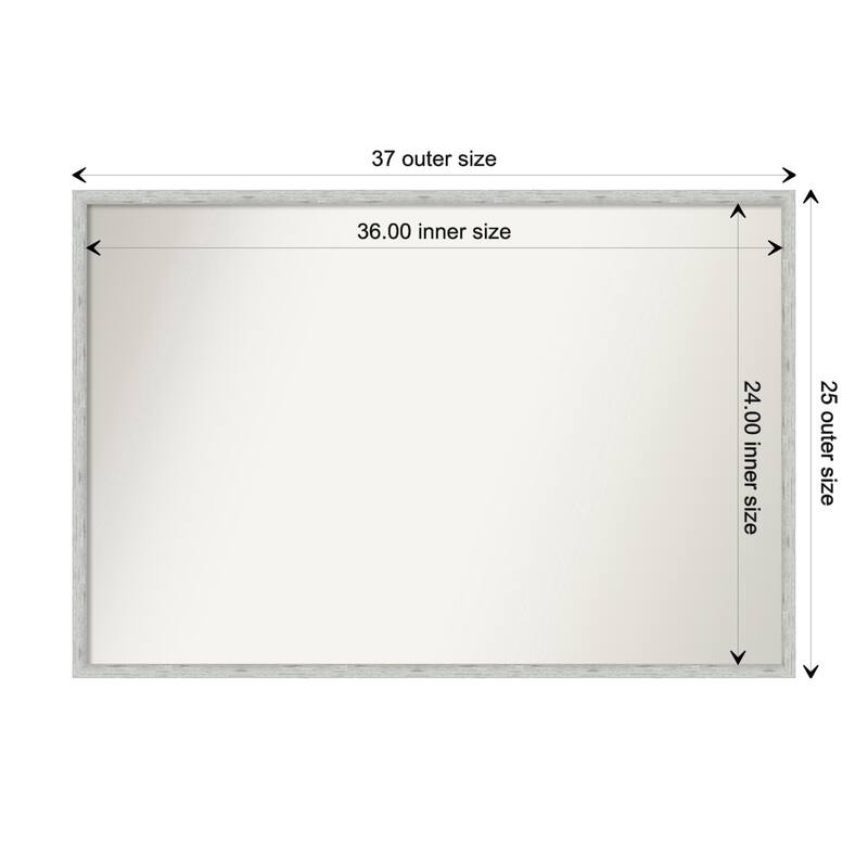 Imprint Non-Beveled Wood Framed Bathroom Vanity Wall Mirror - Imprint Silver - Glass Size 36x24