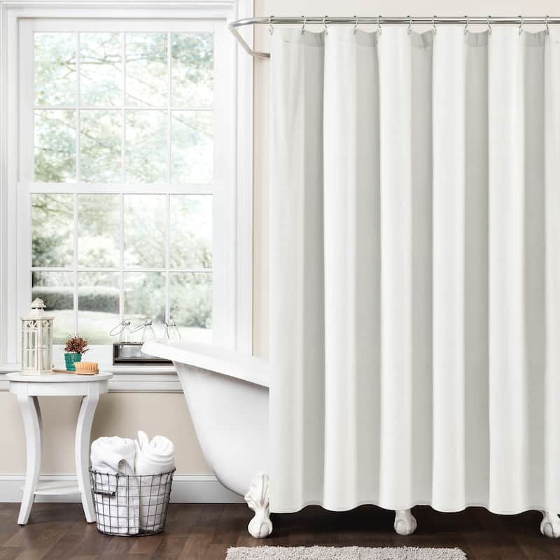 Lush Decor Boho Pom Pom Tassel Linen Shower Curtain