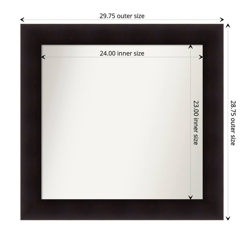Portico Espresso Framed Non-Beveled Custom Wall Mirror, Bathroom Vanity Mirror - Outer Size: 29.75 x 28.75