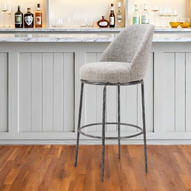 32 Inch Swivel Bar Chair with Footrest and Full Back - 21.9” x 19.1” x 42.5”