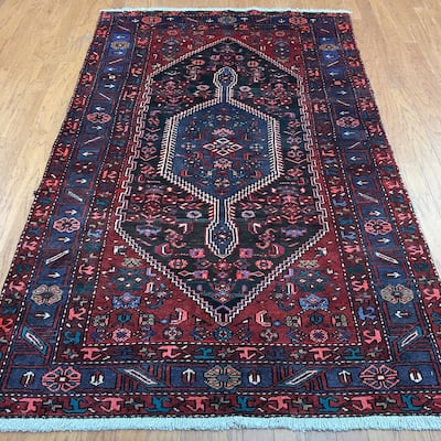 HERAT ORIENTAL Hand-knotted Tribal Hamadan Wool Rug - 4'4 x 7'3