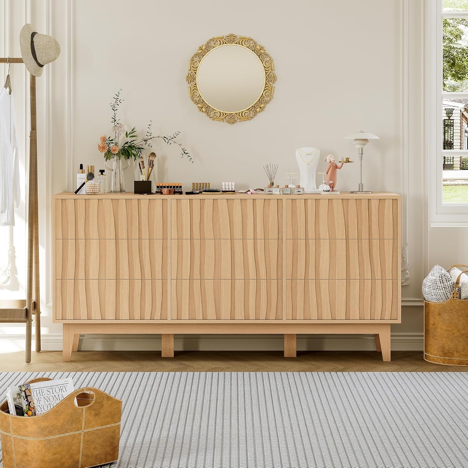 Modern Fluted Drawer Dresser TV Stand