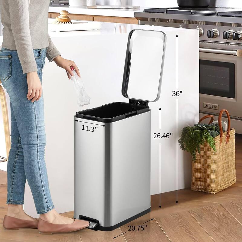 13.2 Gallon Slim Trash Can with Lid Soft Close for Bedroom, Office, Kitchen